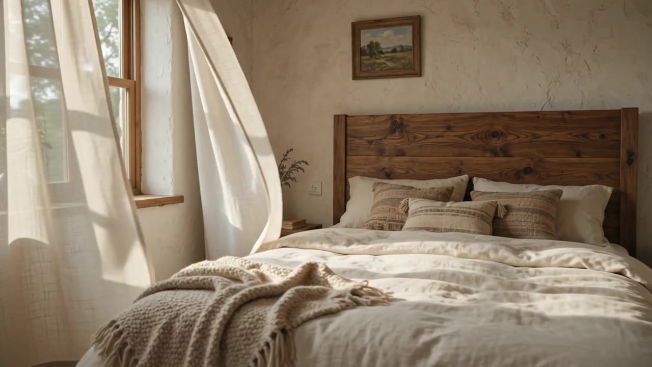 Quarto rústico com cama de casal