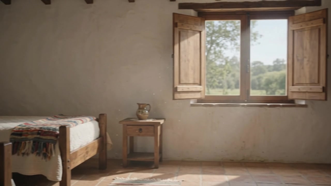 Quarto de campo com duas camas de solteiro